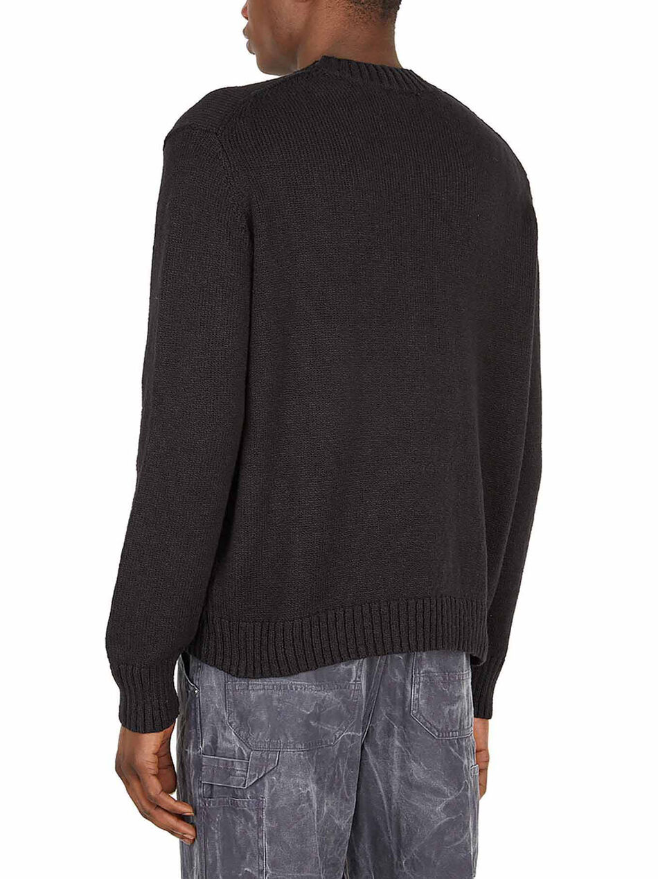 Black Cotton Crewneck Sweater