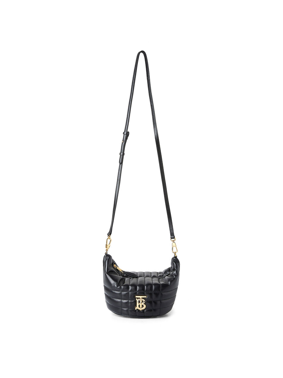Lola Black Leather Crescent Shoulder Bag