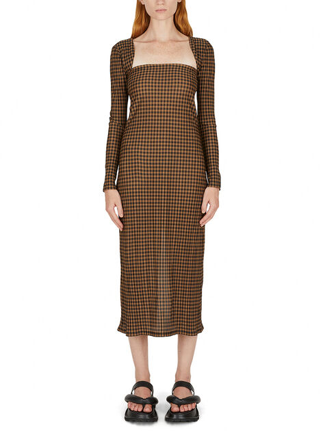 Detachable Sleeve Check Dress