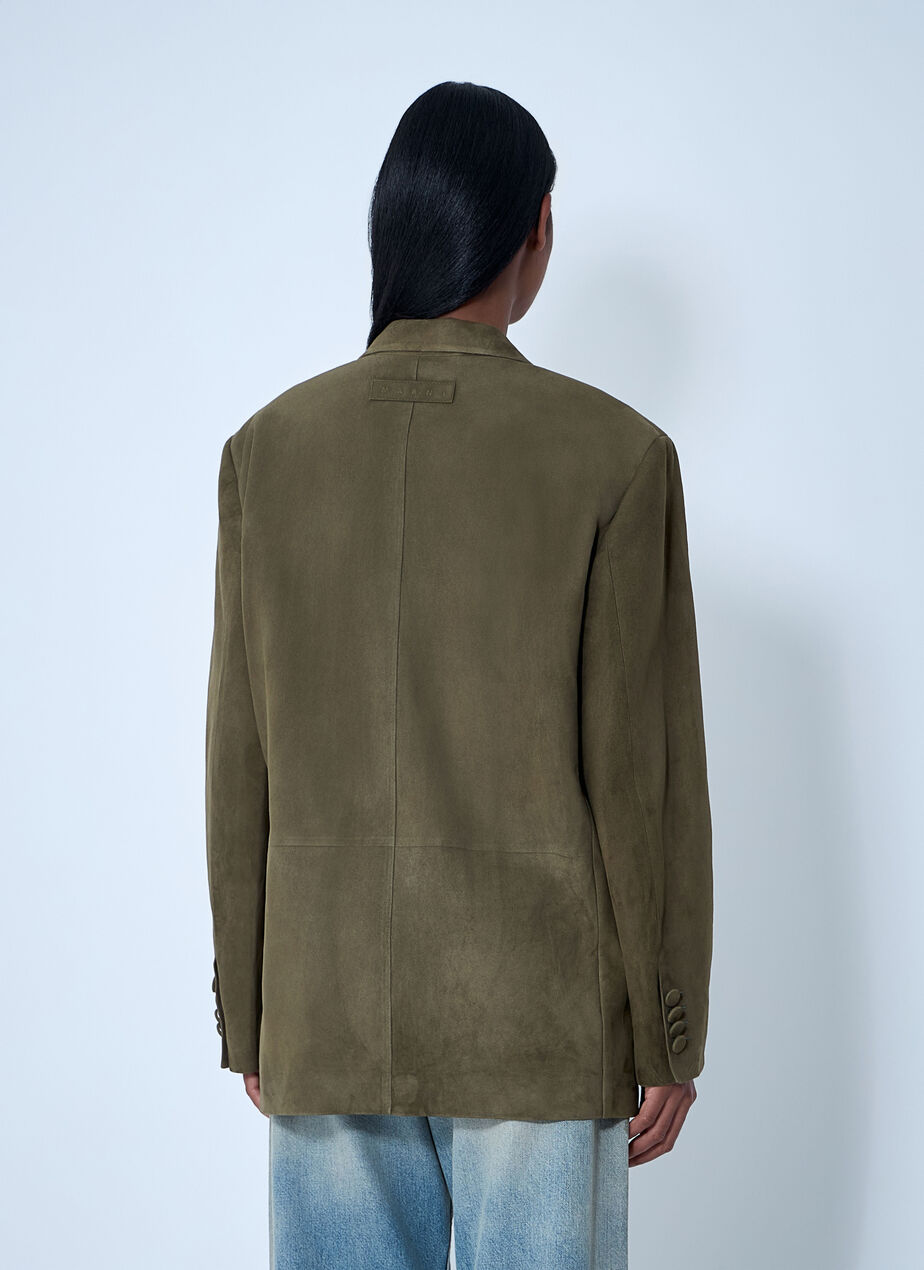 Suede Single-Breasted Blazer
