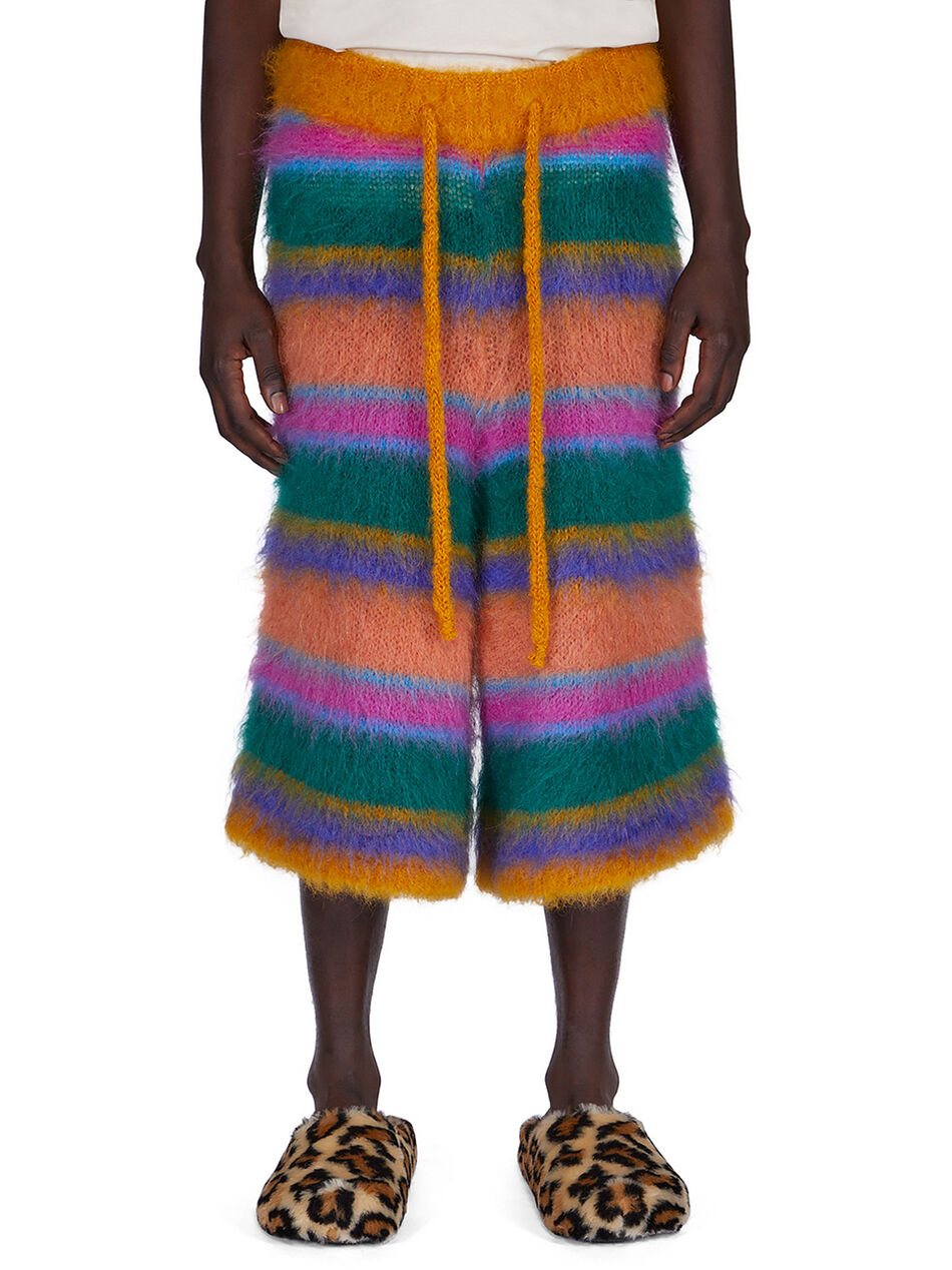 Fuzzy Stripe Hooded Shorts