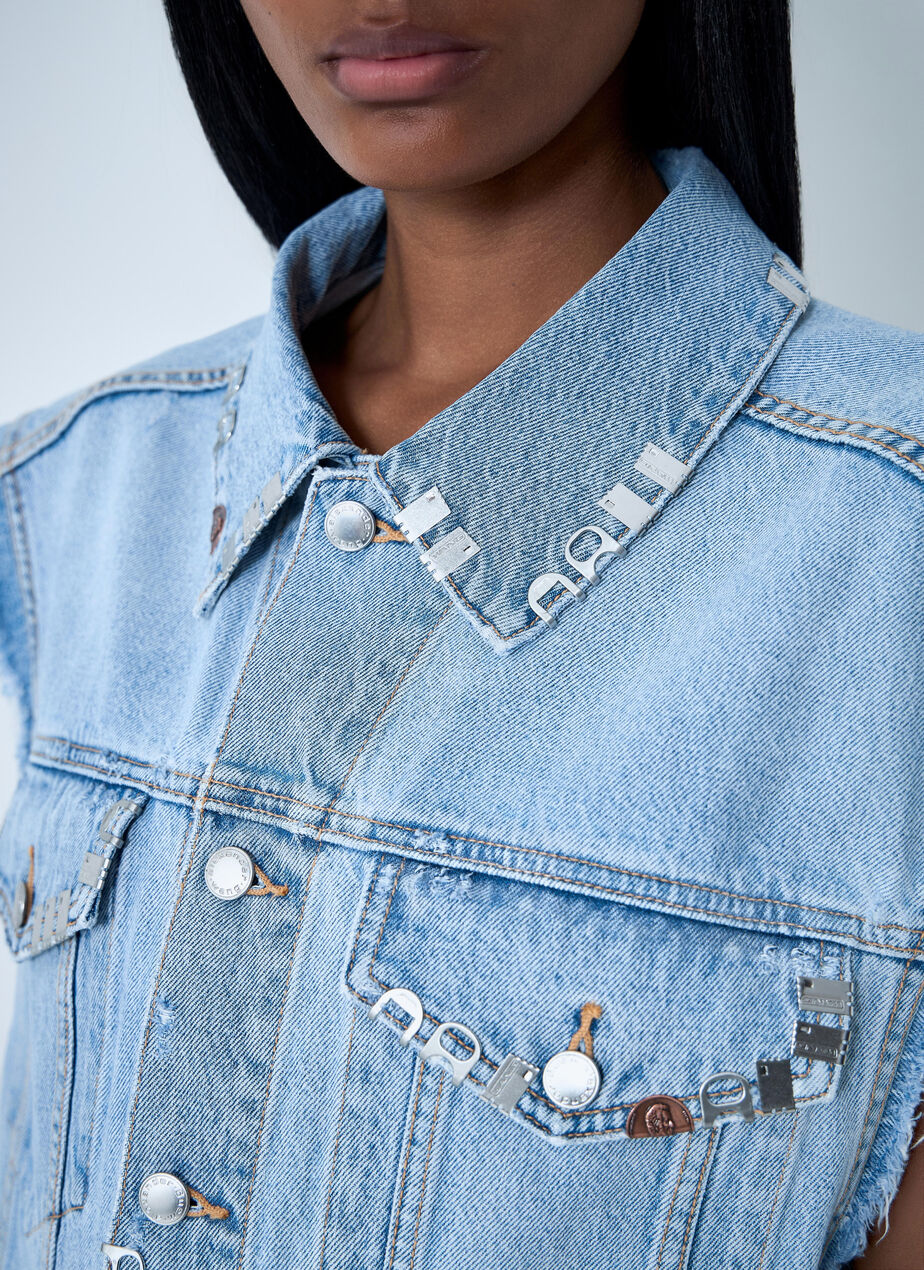 Distressed Denim Vest