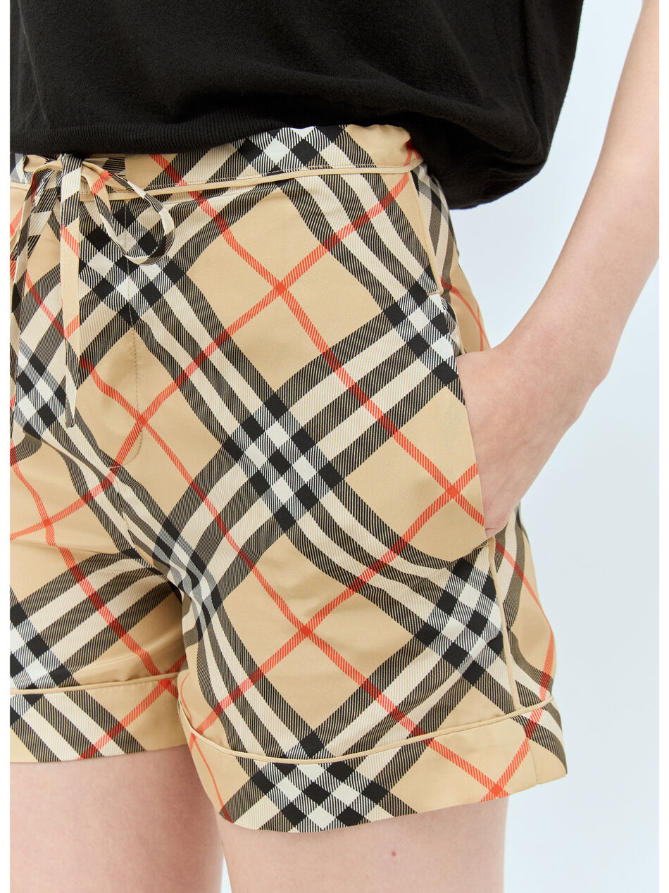 Check Silk Shorts