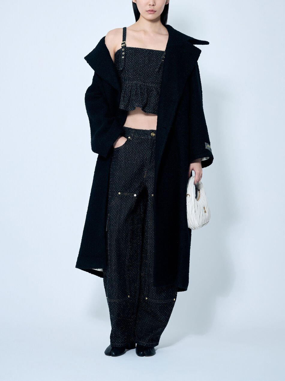 Fluffy Denim Strap Top