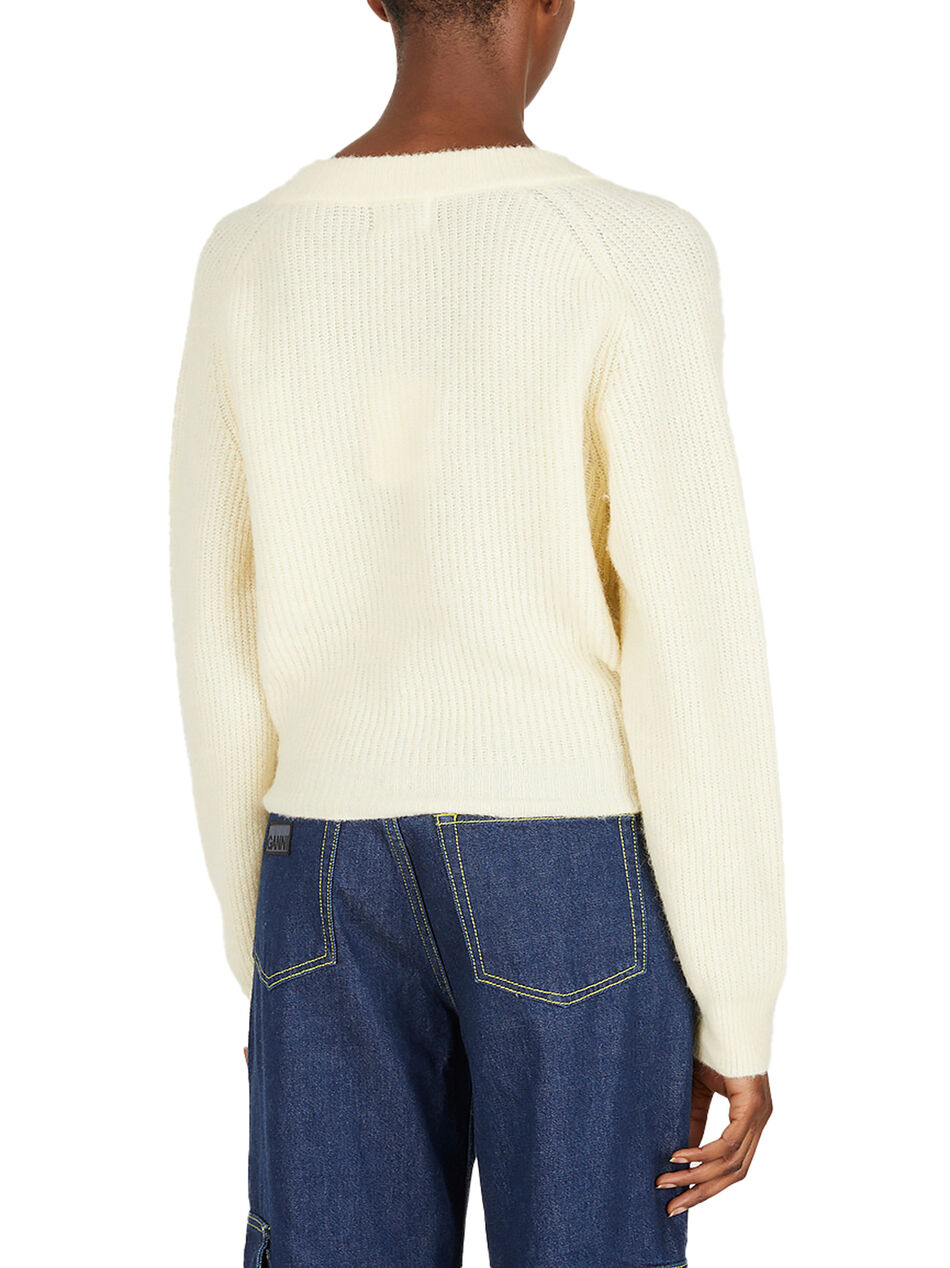 Ribbed Cardigan in Creme