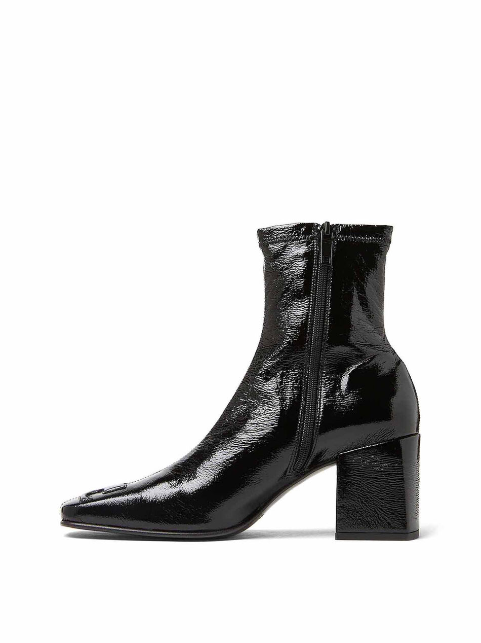 Vinyl Square Toe Boots with Logo