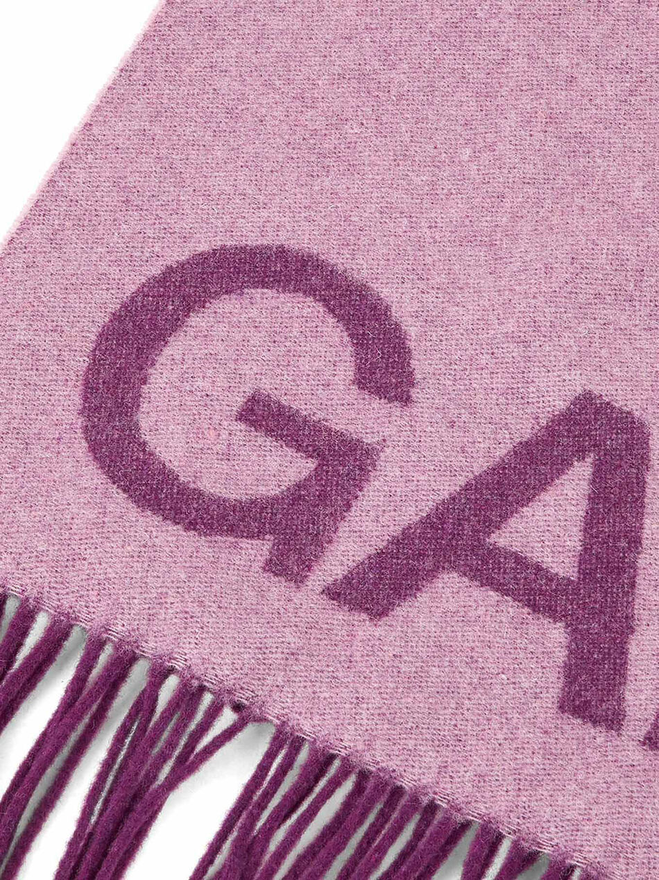 Recycled Wool Logo Fringed Pink Scarf
