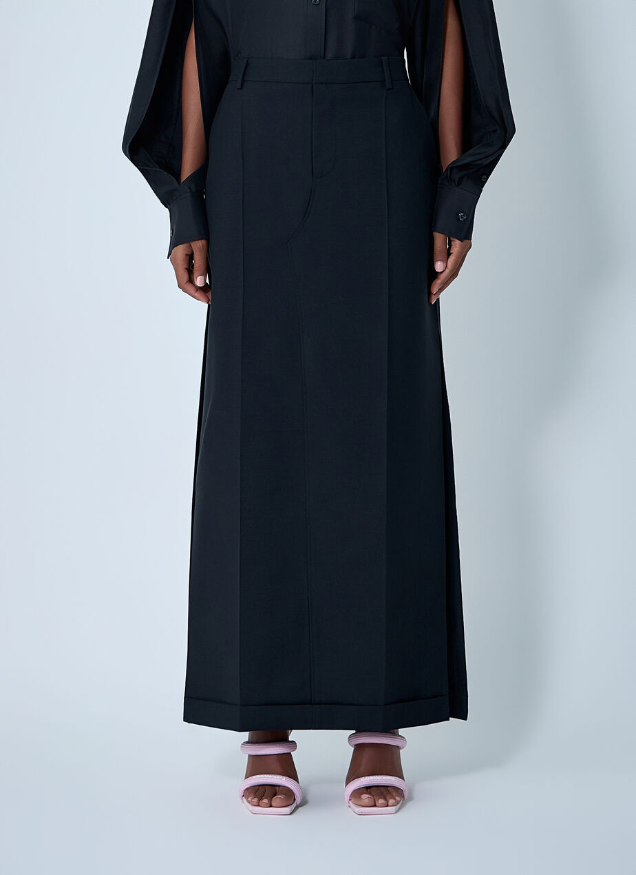 Tailored Wool-Mohair Maxi Skirt