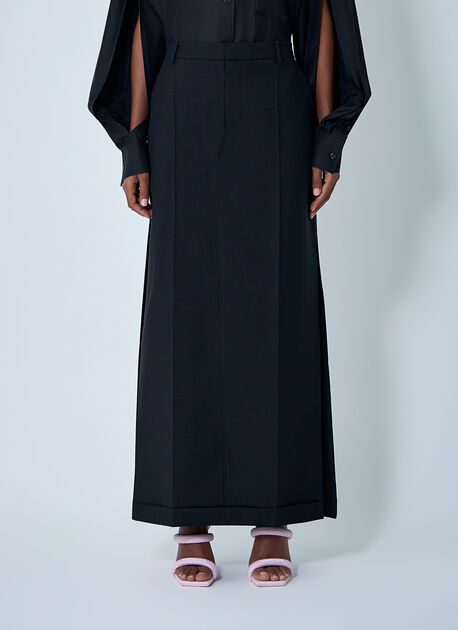 Tailored Wool-Mohair Maxi Skirt