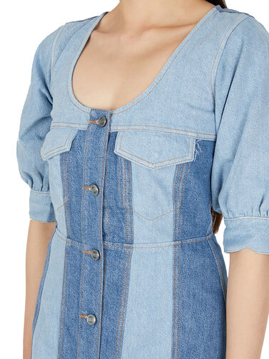 denim patchwork dress Roma Cocoa Striped Cutout Maxi Dress - M Size - Women's Dresses main image 1