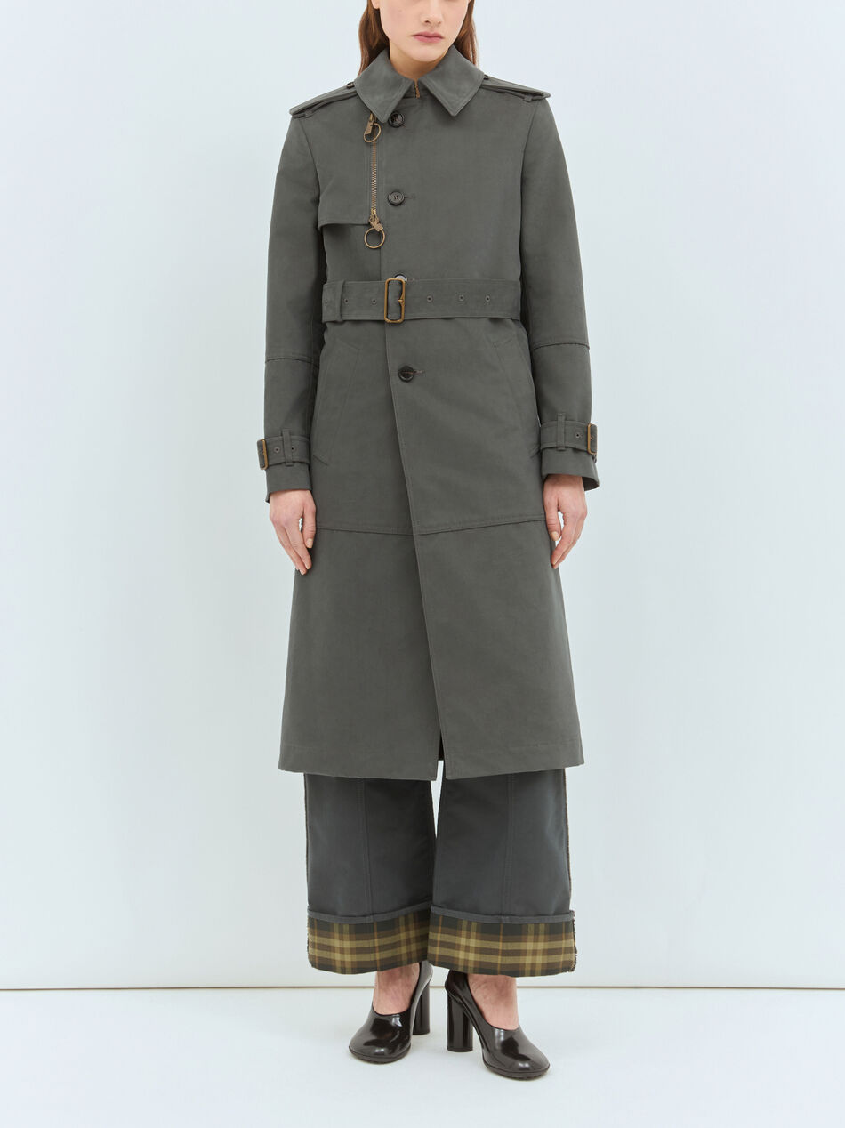 Long Cotton Nylon Trench Coat