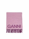 GANNI Recycled Wool Logo Fringed Pink Scarf  flgan0247066pin