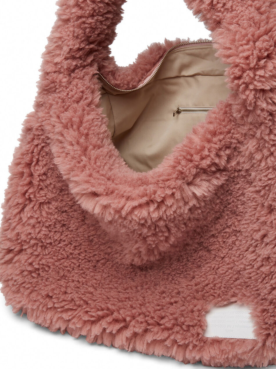 Cross Faux Fur Shoulder Bag in Pink