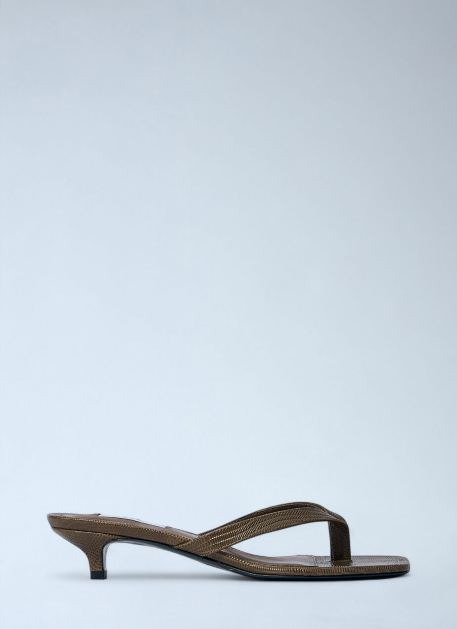 Lizard-Embossed Flip Flops