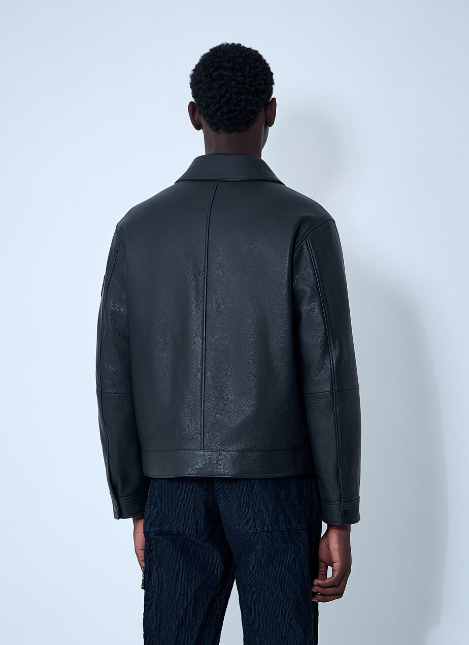 Leather Jacket With Logo Patch