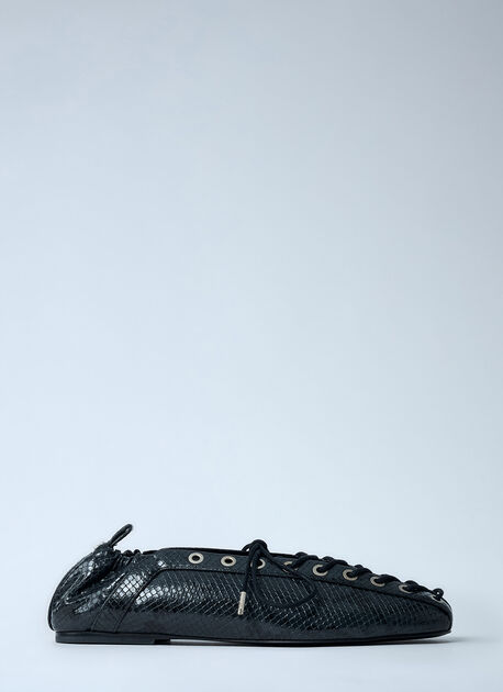 Eyelet Lace-Up Ballerina Flats