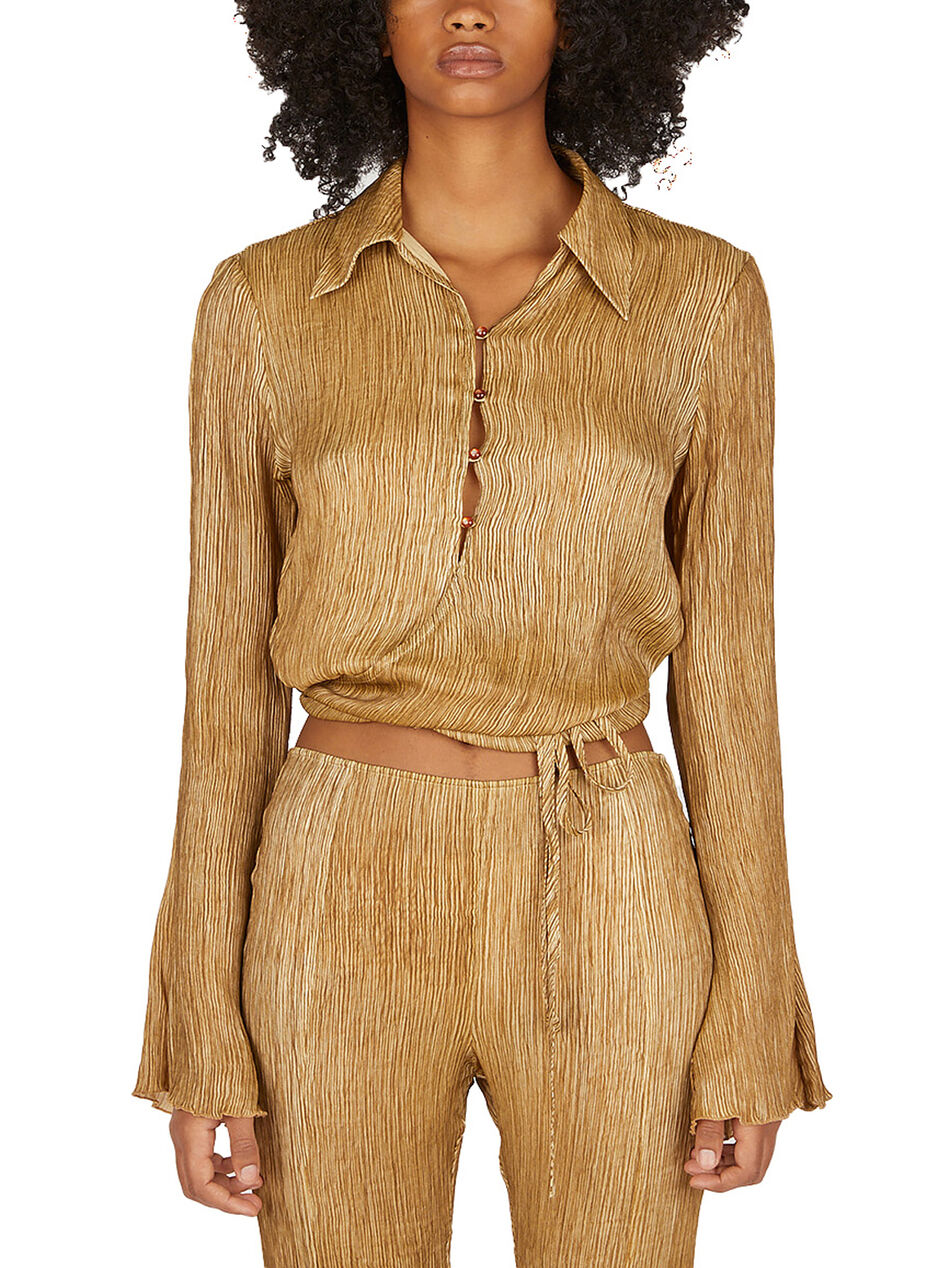 Plisse Wrap Shirt