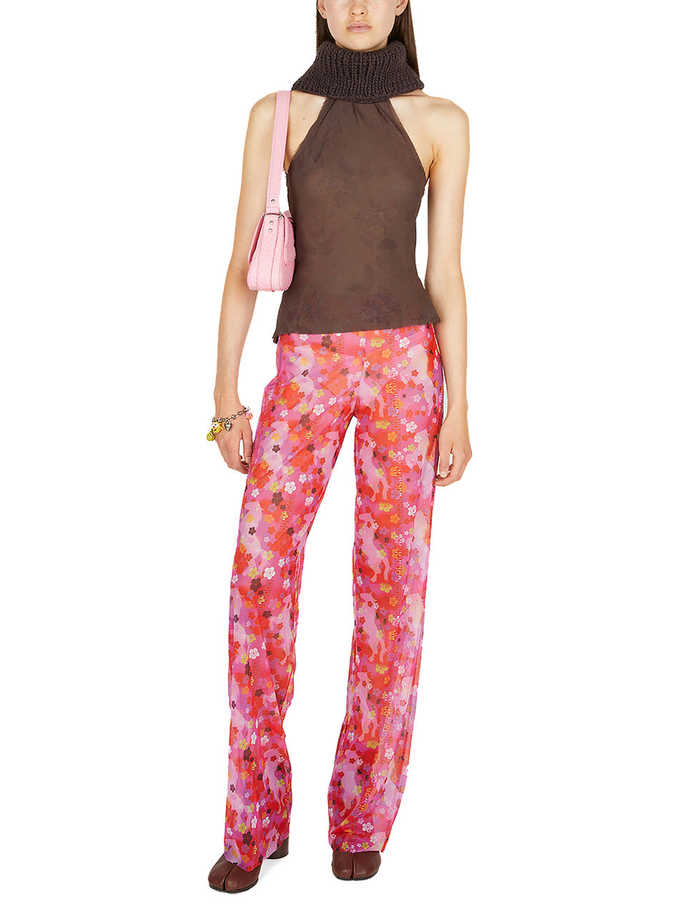 Knit Collar Floral Halter Top