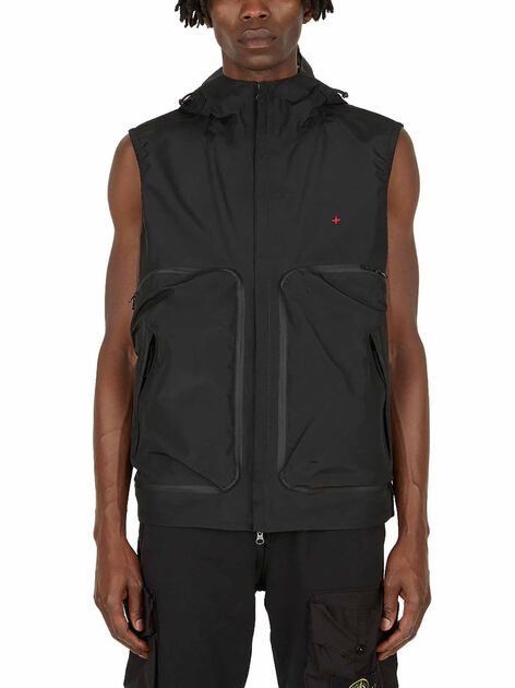 Hooded Black Sleeveless Vest Jacket