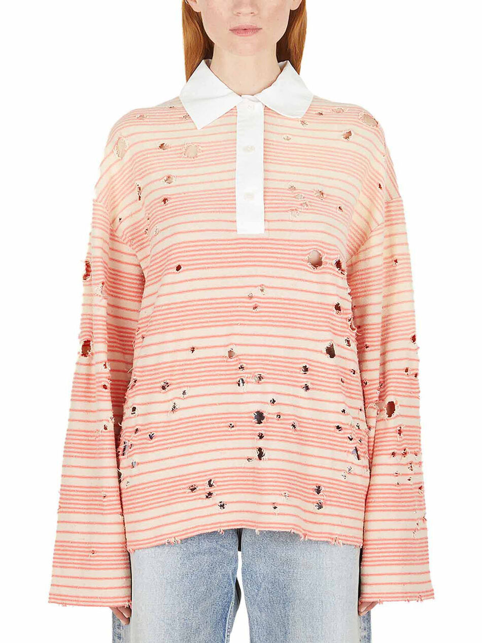 Distressed Striped Top