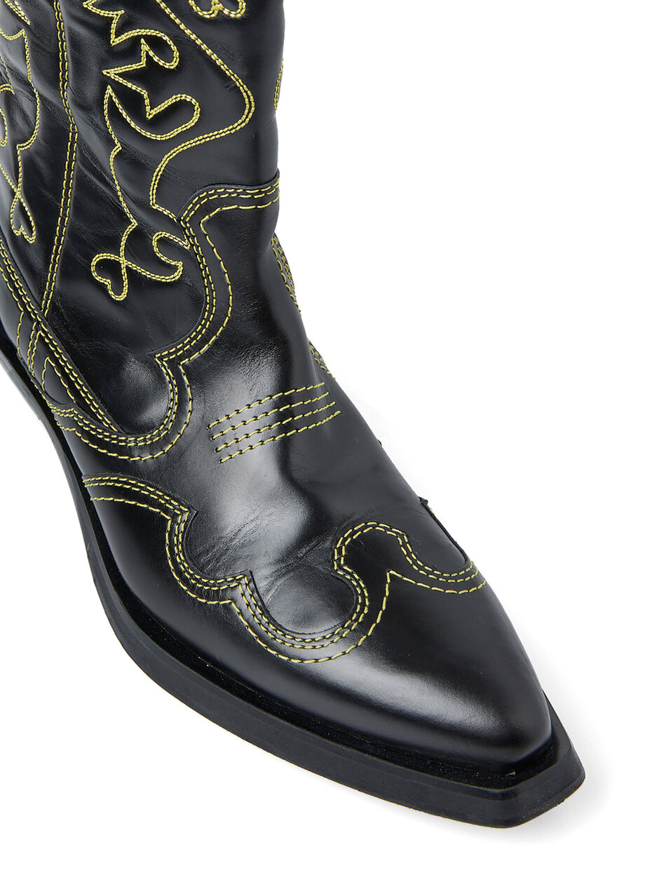 Knee High Embroidered Western Boot Black/Yellow
