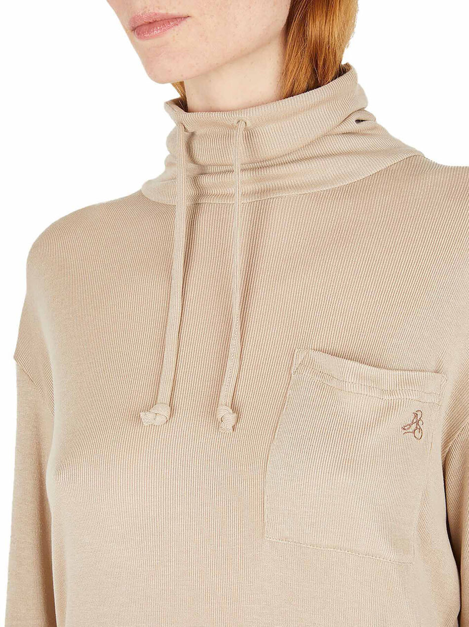 Beige Turtleneck Long Sleeves Top