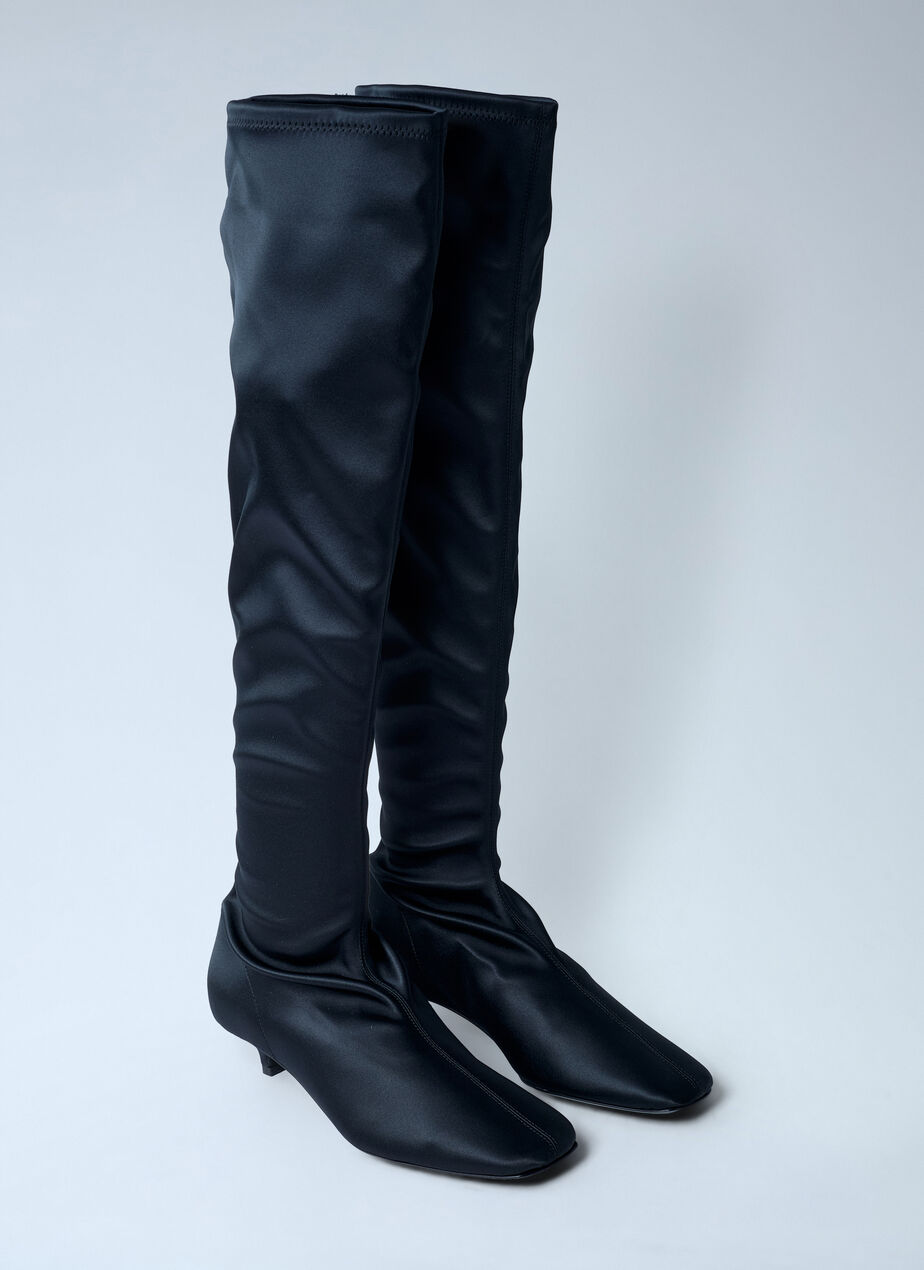 Satin Knee-High Boots