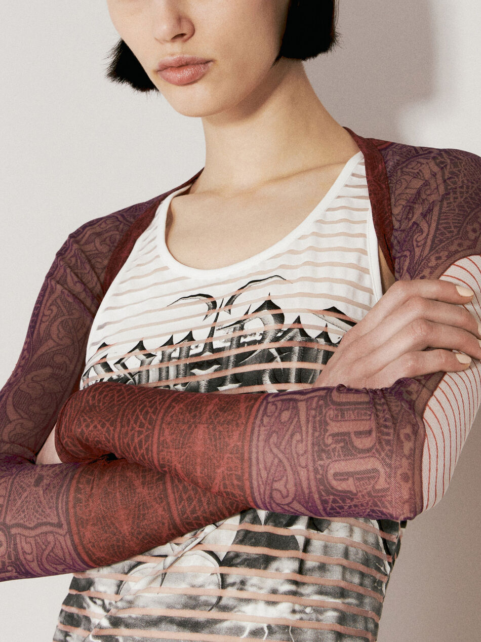 Cartouche Mesh Long Sleeve Shawl