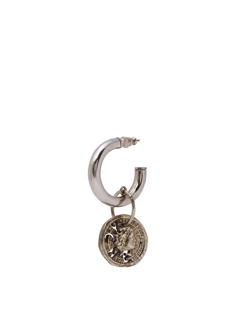 Coin Charm Earring in Silver
