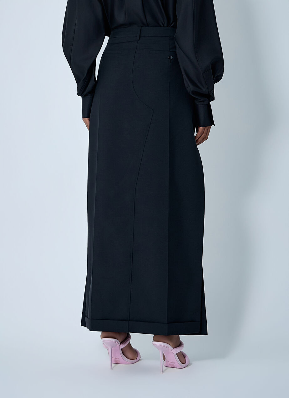 Tailored Wool-Mohair Maxi Skirt