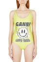 GANNI Love Club Twist Swimsuit Yellow flgan0248014yel