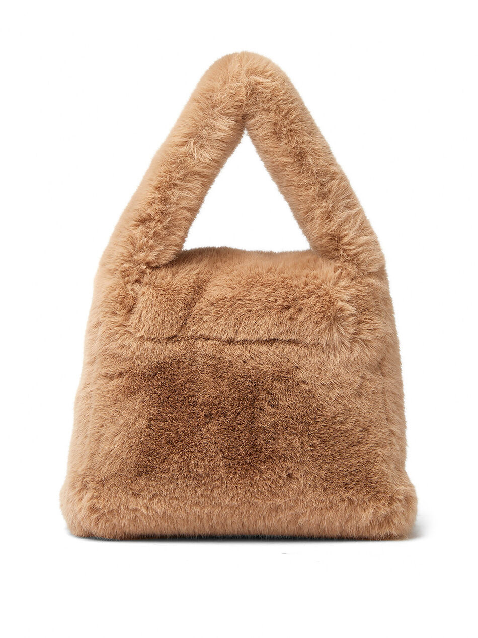 Eco Faux Fur Handbag in Beige