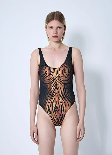 Wood Print Swimsuit