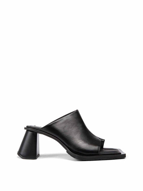 Naomi Black Leather Heels