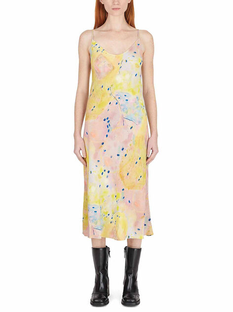 Vestito Bias Slip con Motivo All-Over