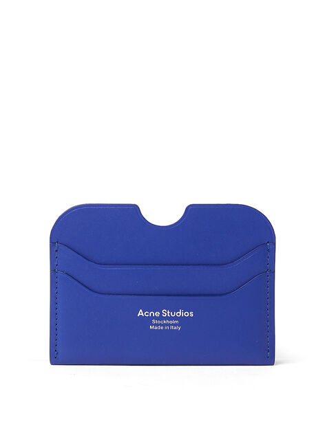 Logo Print Card Holder in Blue
