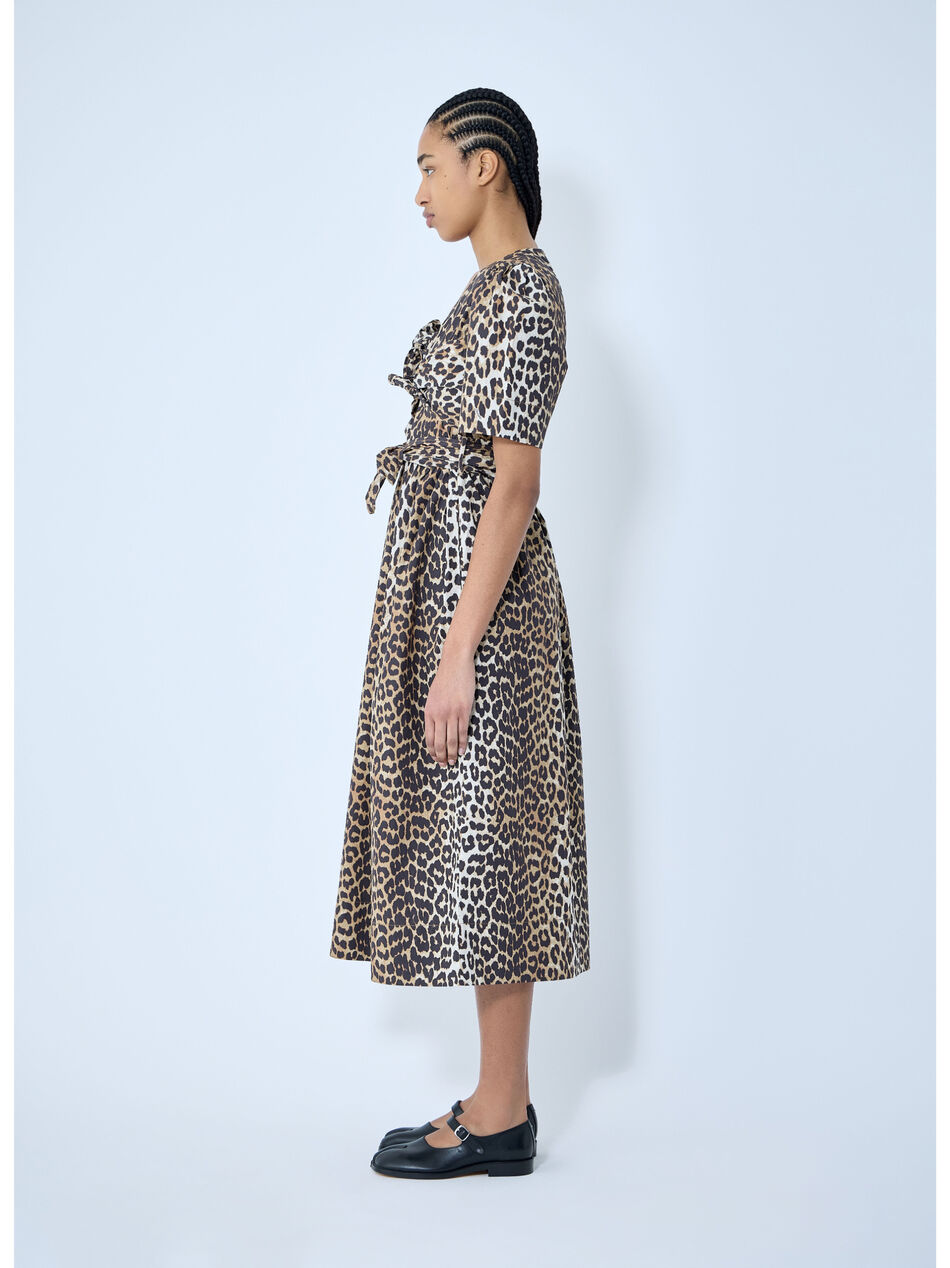 Leopard Print Tie Strap Midi Dress