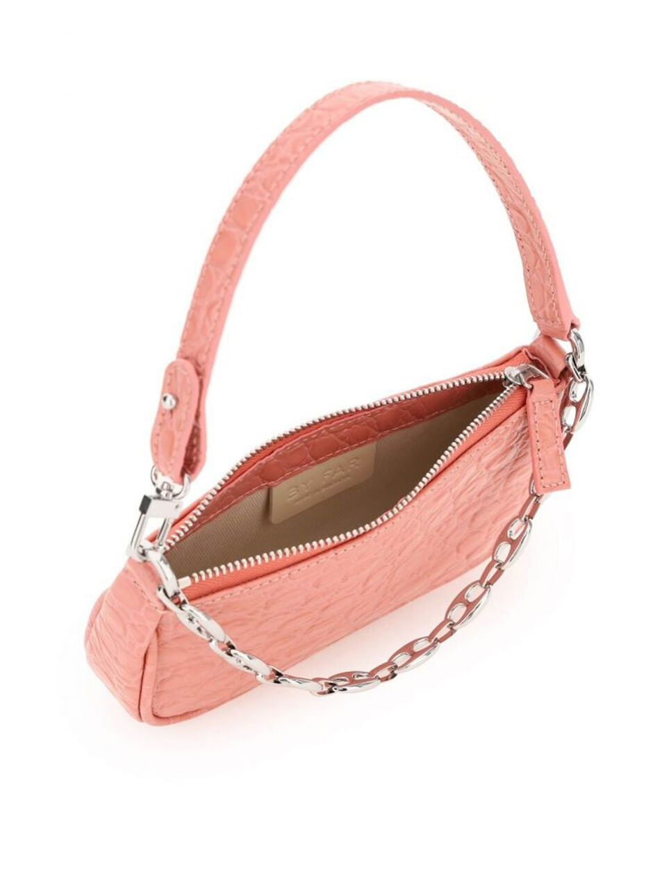 Croco Rachel Mini Shoulder Bag in Pink