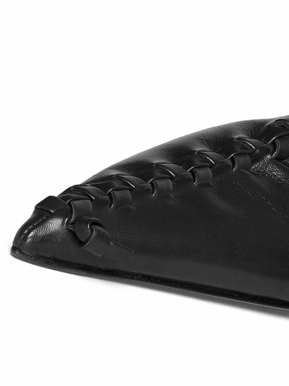 Black Leather Ballerina Shoes