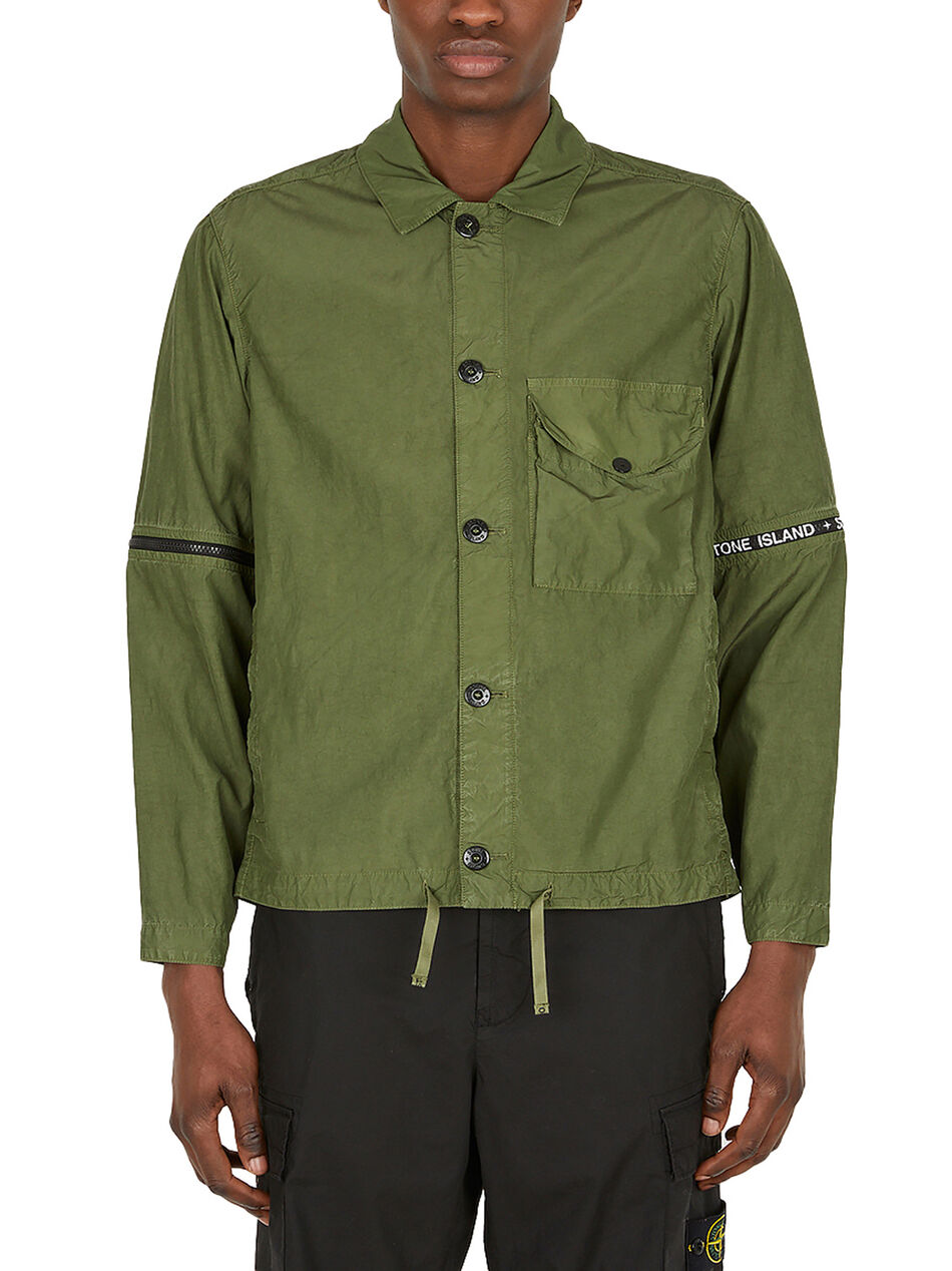 Green Shirt Jacket with Elbow Zips
