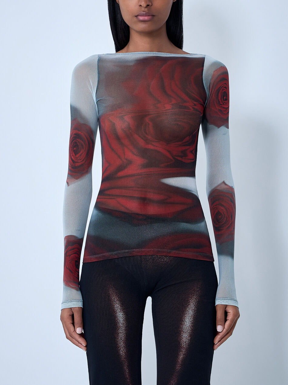 Blurry Roses Mesh Tank Top