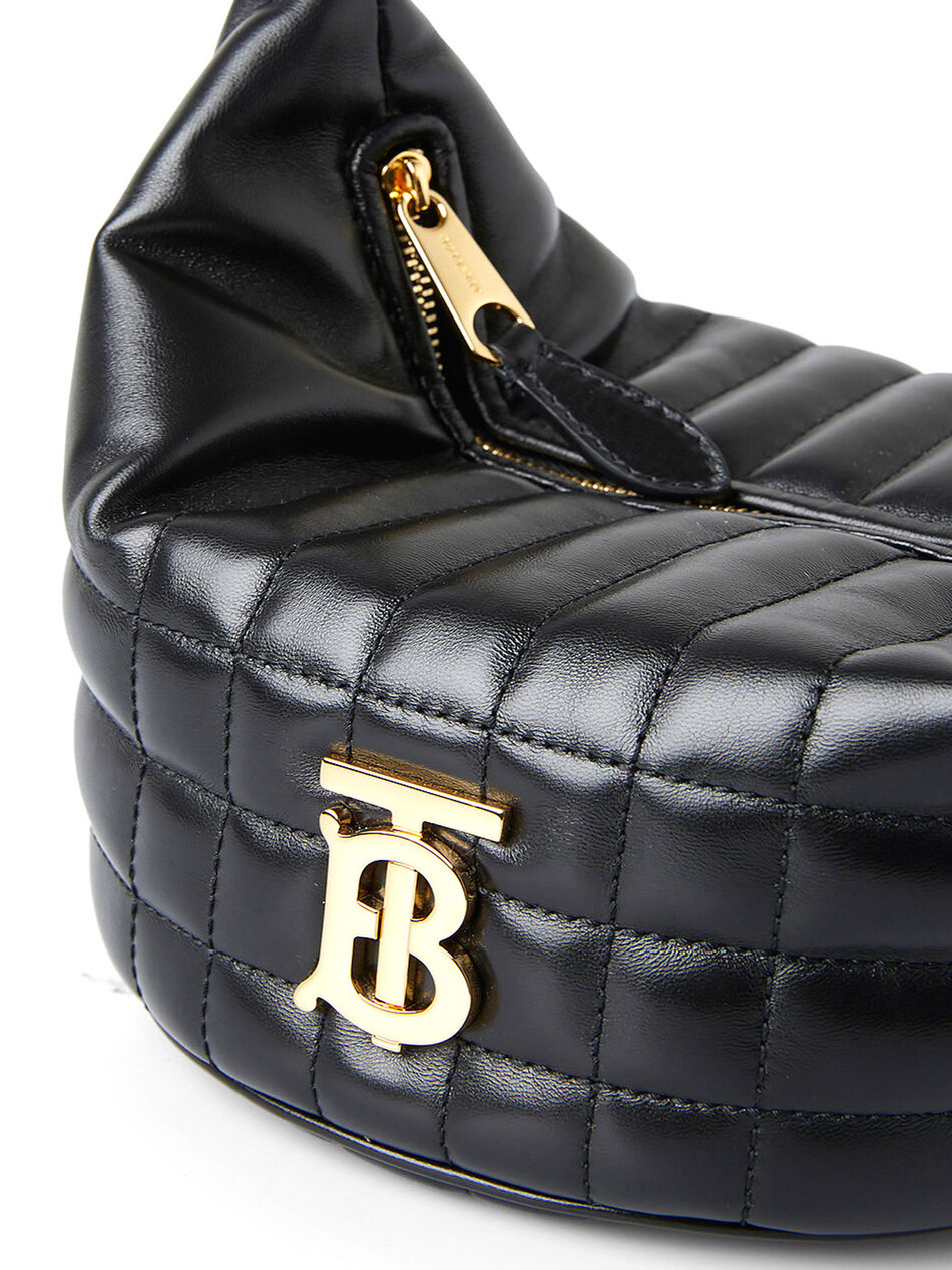 Lola Black Leather Crescent Shoulder Bag