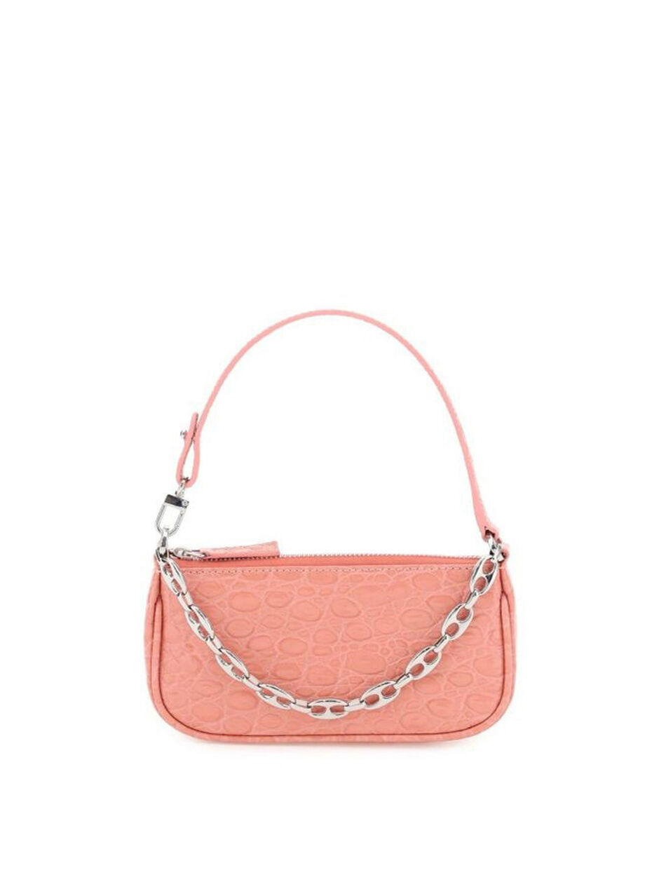 Croco Rachel Mini Shoulder Bag in Pink