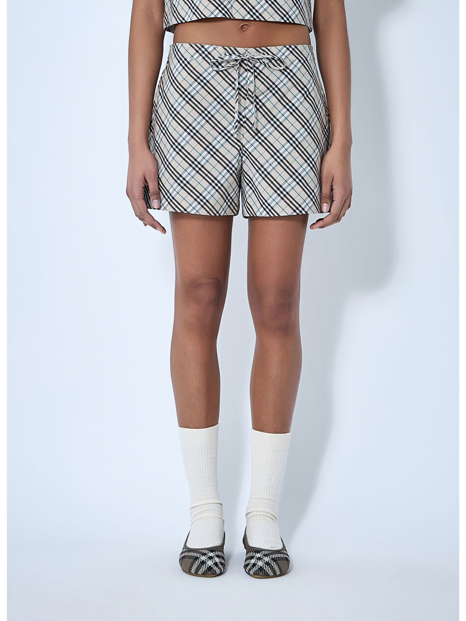 Check Drawstring Shorts