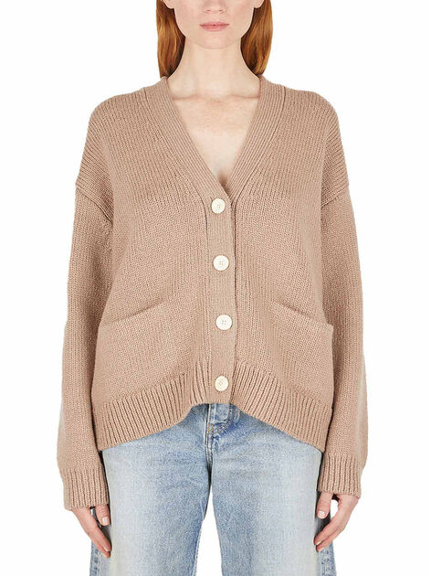 Cardigan a Coste con Scollo a V