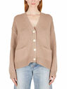 Acne Studios Ribbed Cardigan with V-Neck Brown flacn0248015brn
