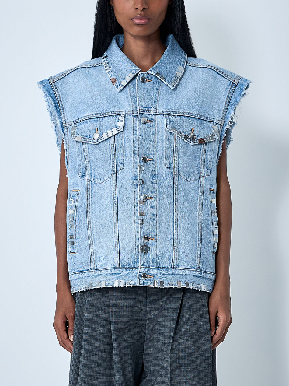 Distressed Denim Vest