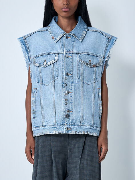 Distressed Denim Vest