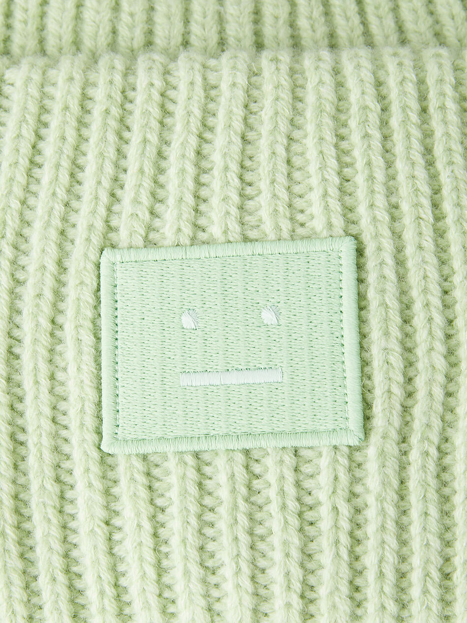 Face Patch Beanie Hat in Green