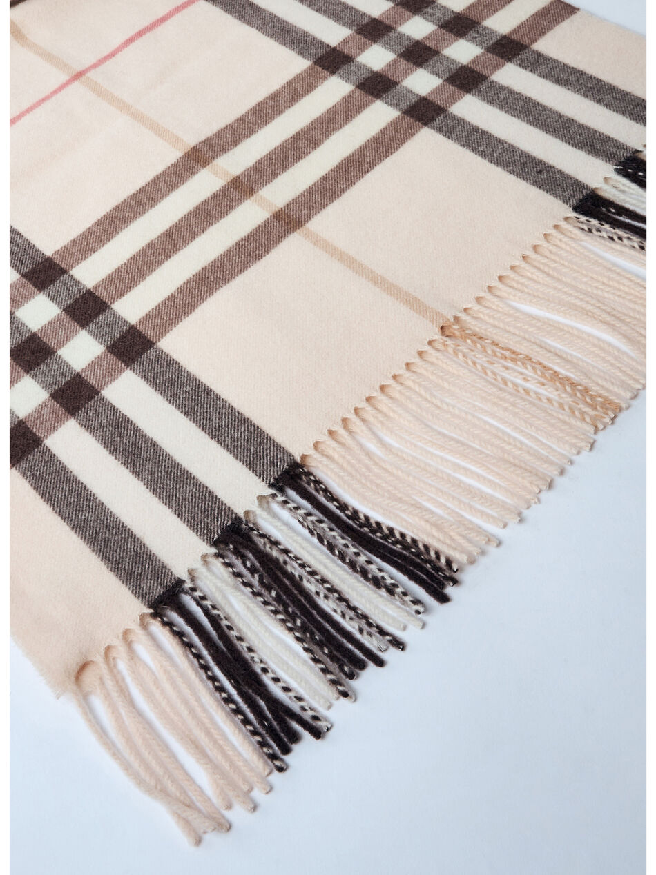 Wide Check Cashmere Scarf